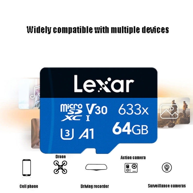 Lexar 633x 64GB High-speed Driving Recorder Dedicated Mobile Phone Memory Card DVR TF Card