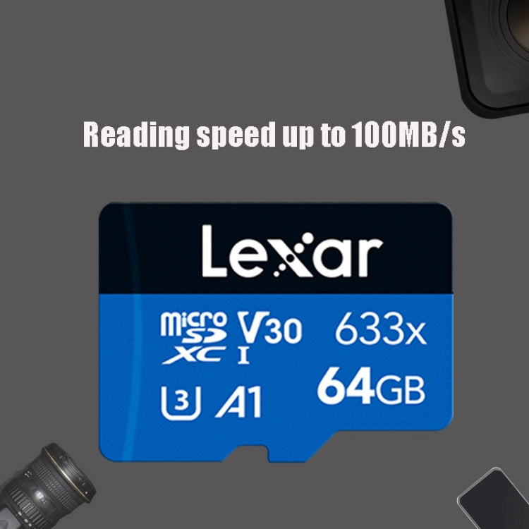 Lexar 633x 64GB High-speed Driving Recorder Dedicated Mobile Phone Memory Card DVR TF Card