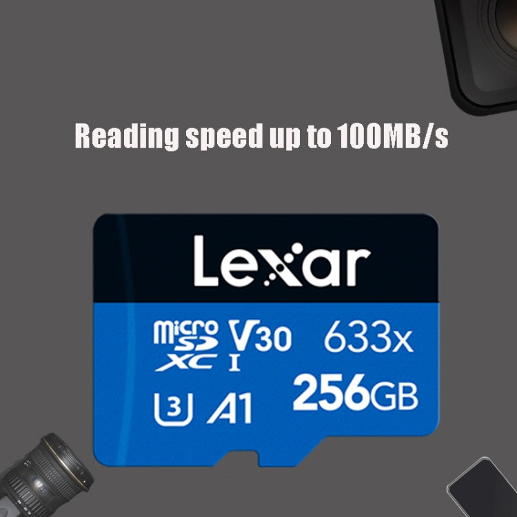 Lexar 633x 256GB High-speed Mobile Phone Camera Memory TF Card Switch Expansion Driving Recorder Dedicated Storage Flash Memory Card