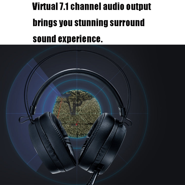 Rapoo VH500C Desktop Computer 7.1 Channel RGB Luminous Game Headset with Short Microphone, Cable Length: 2.2m