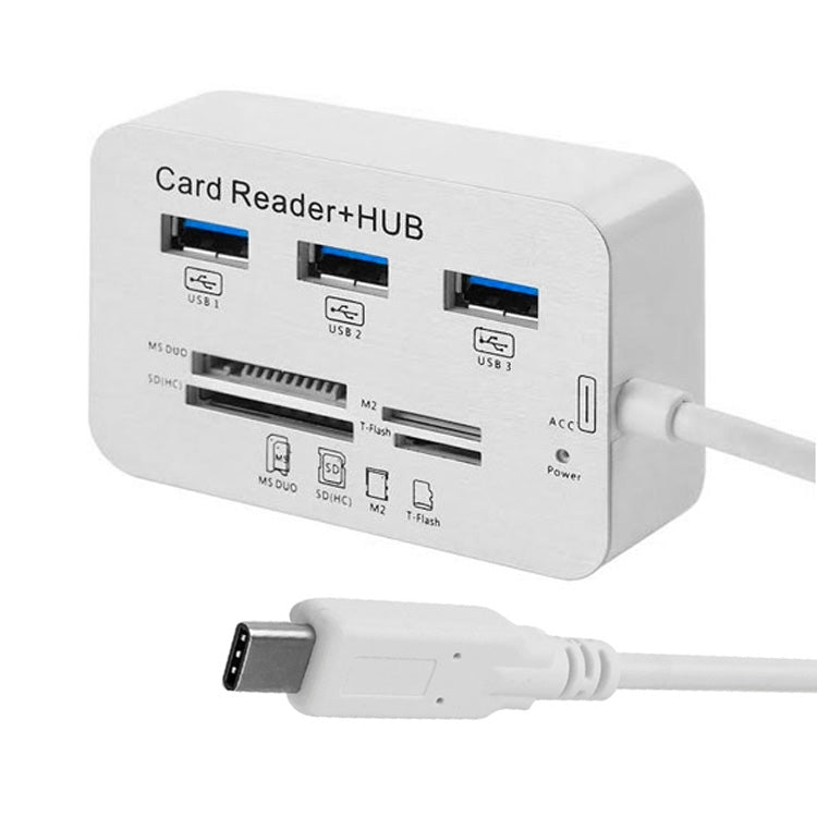 USB 3.1 Type-C COMBO 3 Ports HUB + MS DUO / SD(HC) / M2 / T-Flash Card Reader with LED Indication