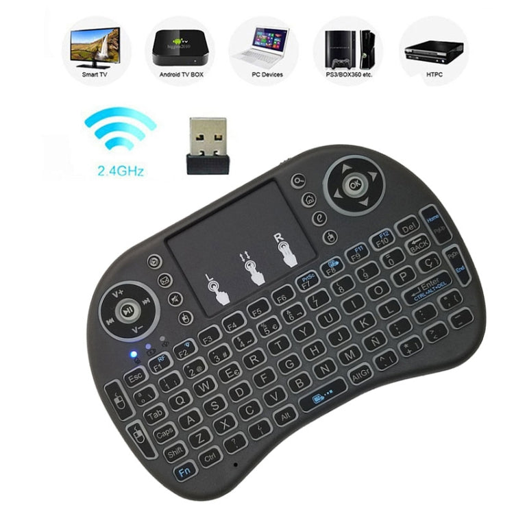 Support Language: Spanish i8 Air Mouse Wireless Keyboard with Touchpad for Android TV Box & Smart TV & PC Tablet & Xbox360 & PS3 & HTPC/IPTV