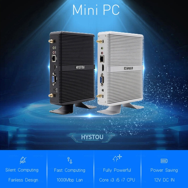 HYSTOU H2 Windows / Linux System Mini PC, Intel Core I3-7167U Dual Core Four Threads up to 2.80GHz, Support mSATA 3.0, 8GB RAM DDR4 + 256GB SSD