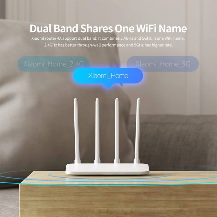 Original Xiaomi WiFi Router 4A Smart APP Control AC1200 1167Mbps 128MB 2.4GHz & 5GHz Dual-core CPU Gigabit Ethernet Port Wireless Router Repeater with 4 Antennas, Support Web & Android & iOS, US Plug