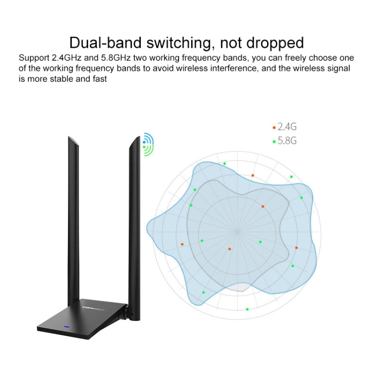 COMFAST CF-WU782ACV2 1300Mbps Dual-band Wifi USB Network Adapter with 2 Antennas