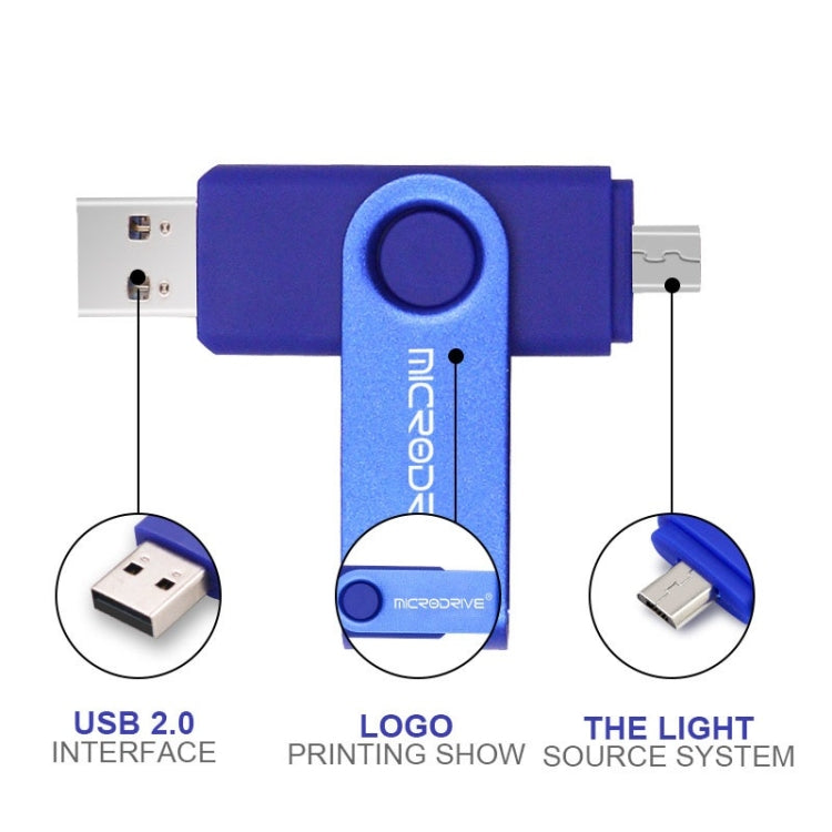 MicroDrive 8GB USB 2.0 Phone and Computer Dual-use Rotary OTG Metal U Disk