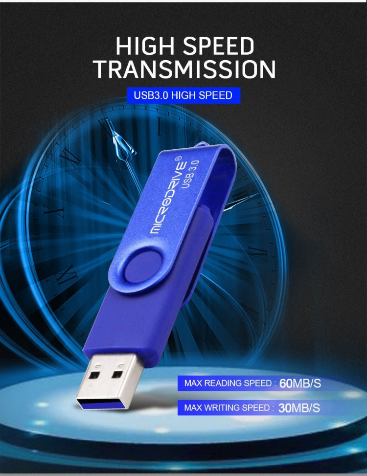 MicroDrive 32GB USB 3.0 Android Phone & Computer Dual-use Rotary Metal U Disk