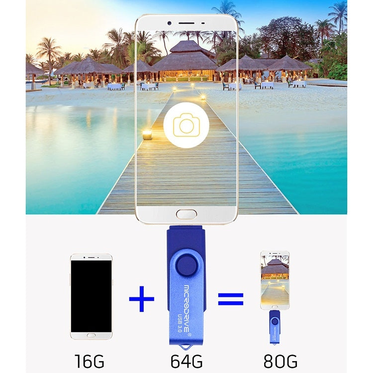 MicroDrive 32GB USB 3.0 Android Phone & Computer Dual-use Rotary Metal U Disk