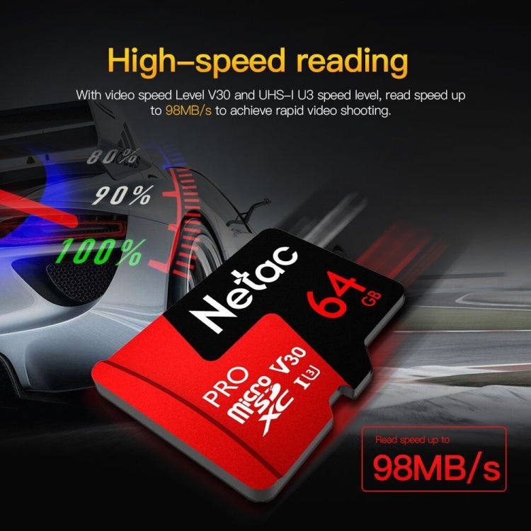 Netac P500 PRO 64GB U3 Speed Level Automobile Data Recorder Monitor Camera Memory Card TF Card